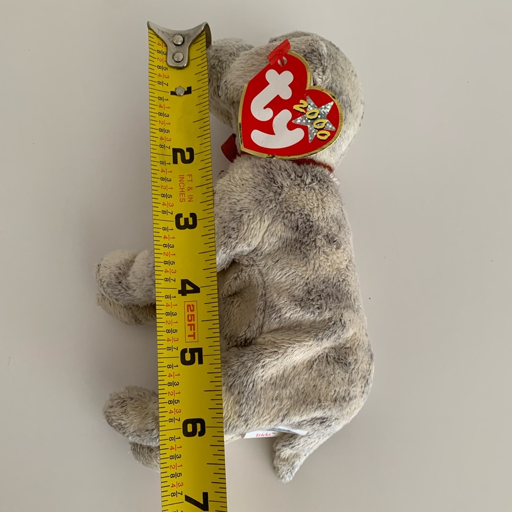 Vintage NWT Beanie Baby Ty Tricks Dog 2000 Retired Cream Gray Friend Puppy - Picture 13 of 16